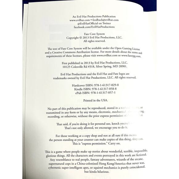 Fate Core System RPG Hardcover -Narrative Role Playing Tabletop Game by Evil Hat - Picture 5 of 7